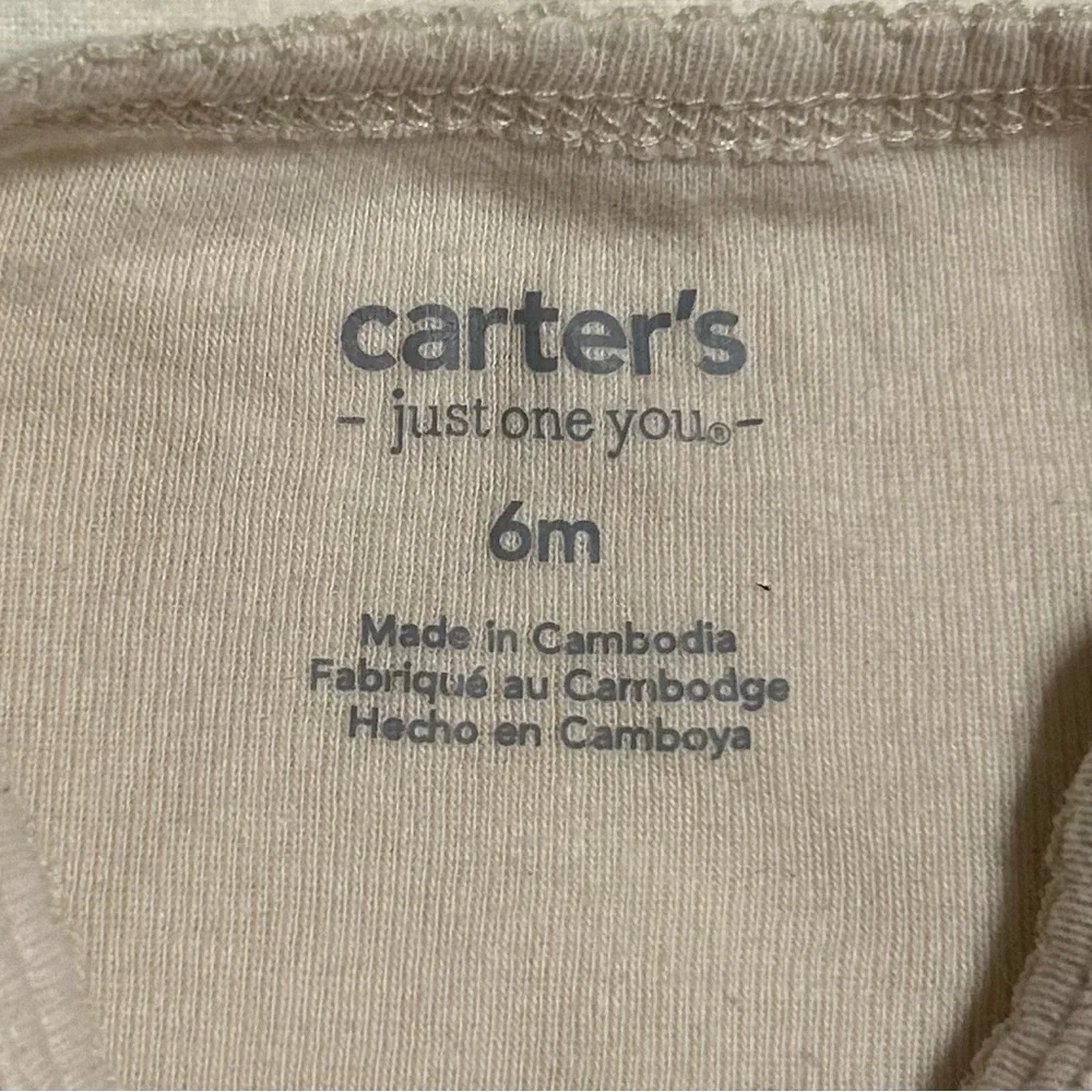 Carter's Beige‎ Long Sleeve Bodysuit with Minimalist Graphic